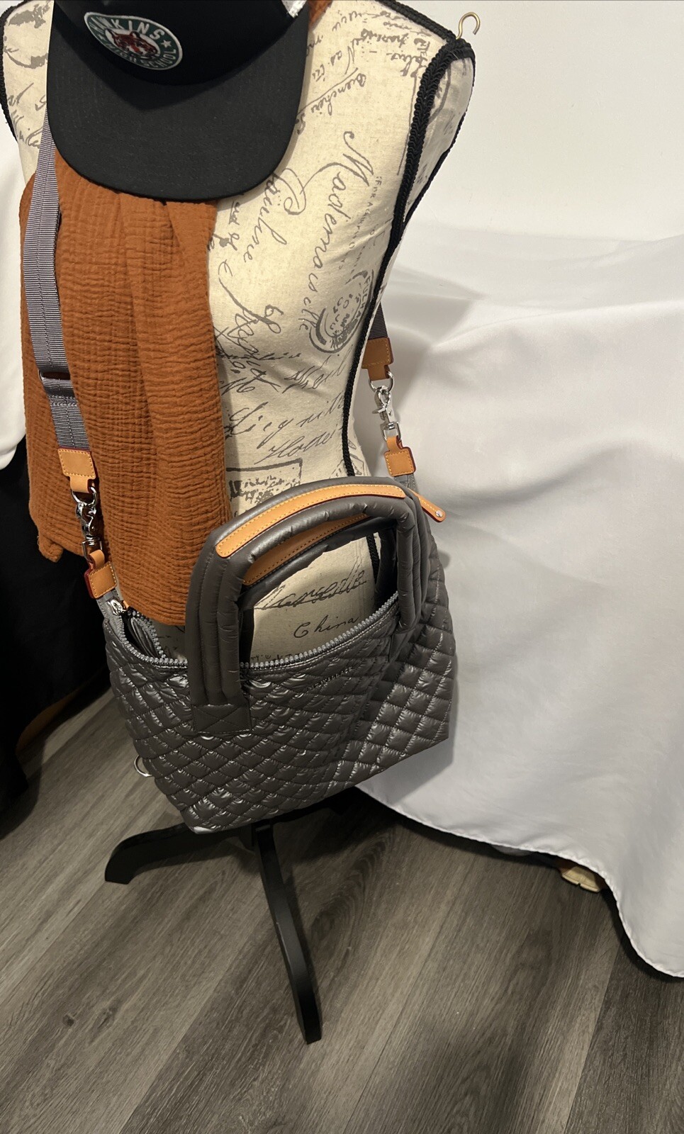 MZ Wallace Quilted Steel/ Gray Bag