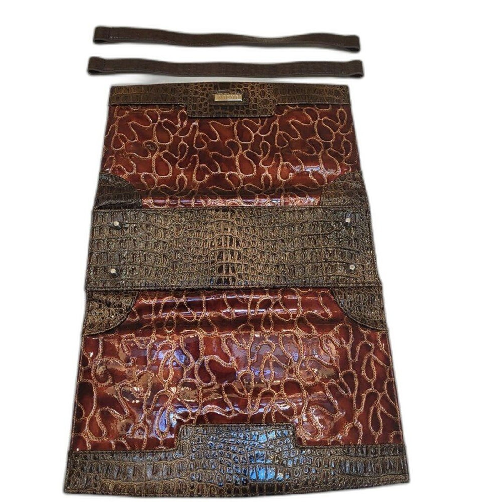 Miche Dani Classic Size Shell Animal Print Reddish Brown Matching Handles *Wear*