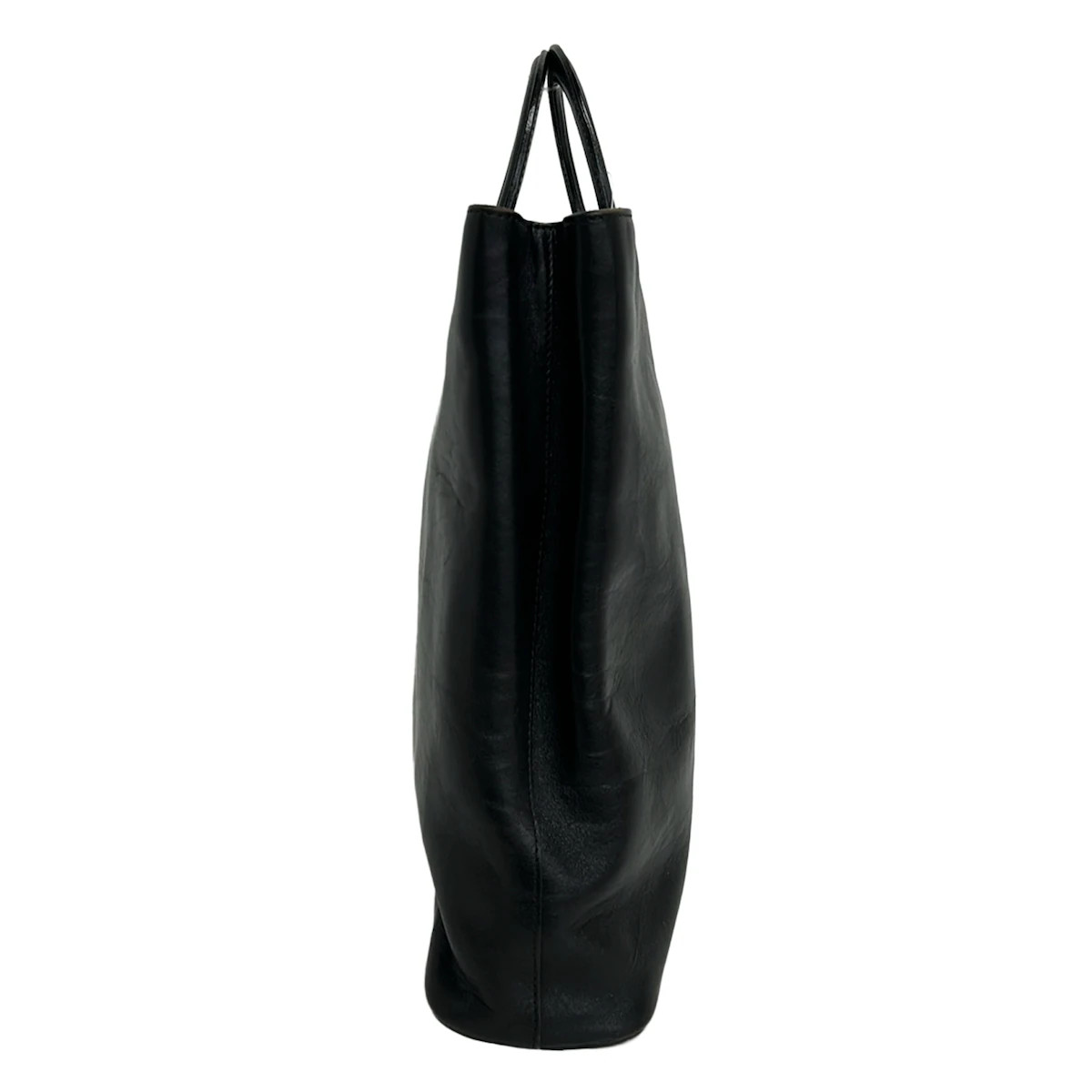HIROFU Black Leather Tote Bag