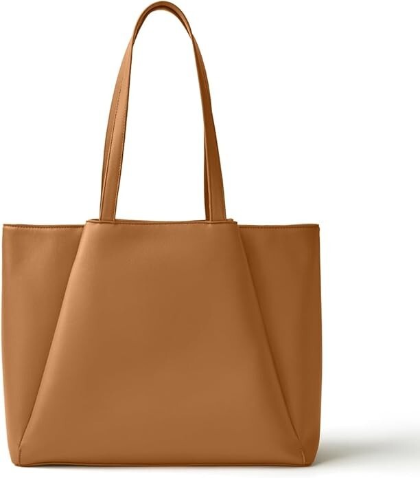NWT Apryl Work Tote 15.6 Inch Laptop Tote Bag with Zipper Light Brown