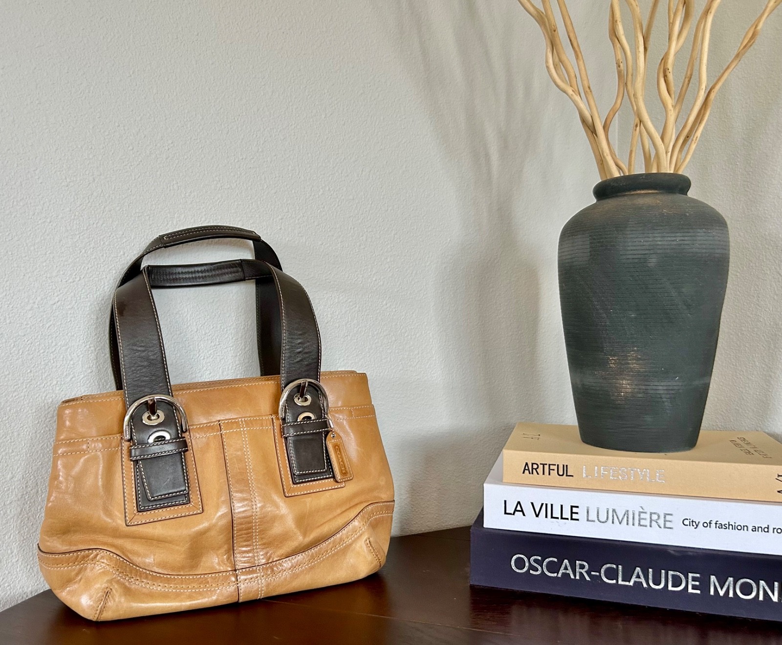 Clean Tan and Brown Leather Coach Soho Shoulder Bag