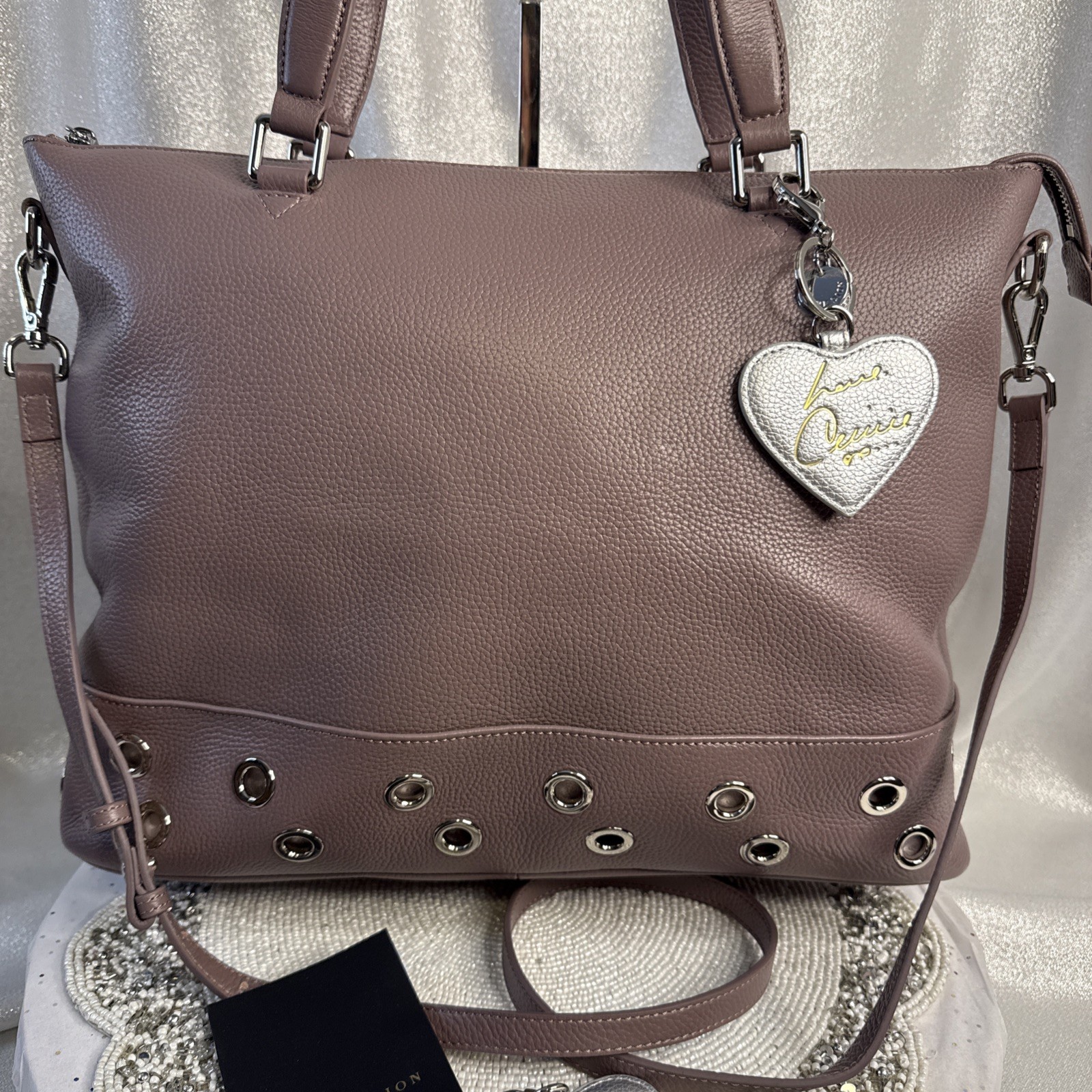 Celine Dion Falsetto Leather Mauve Hand Bag Crossbody NWOT