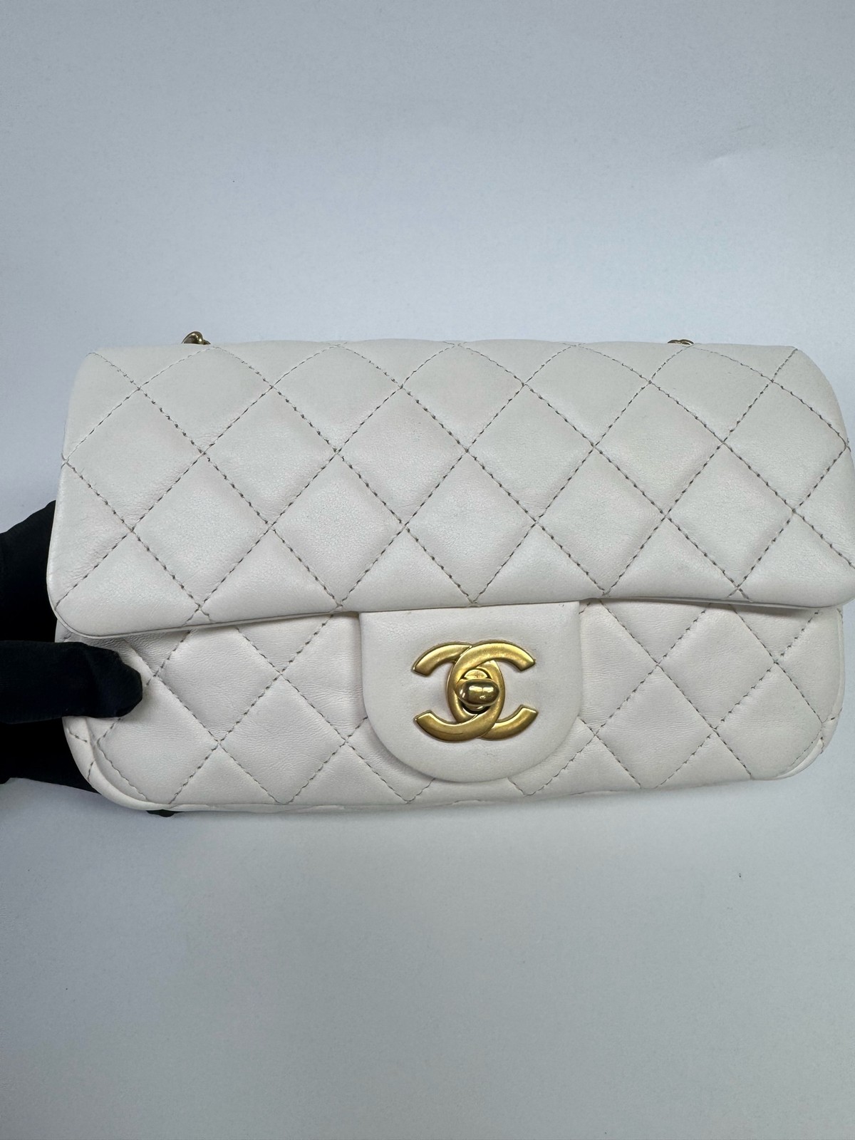 Chanel Classic Flap Large Mini Golden Ball Off-White Lambskin Gold HW Microchip