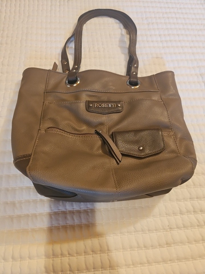 Rosetti Brown Satchel Top Handle Bag Outer Pockets