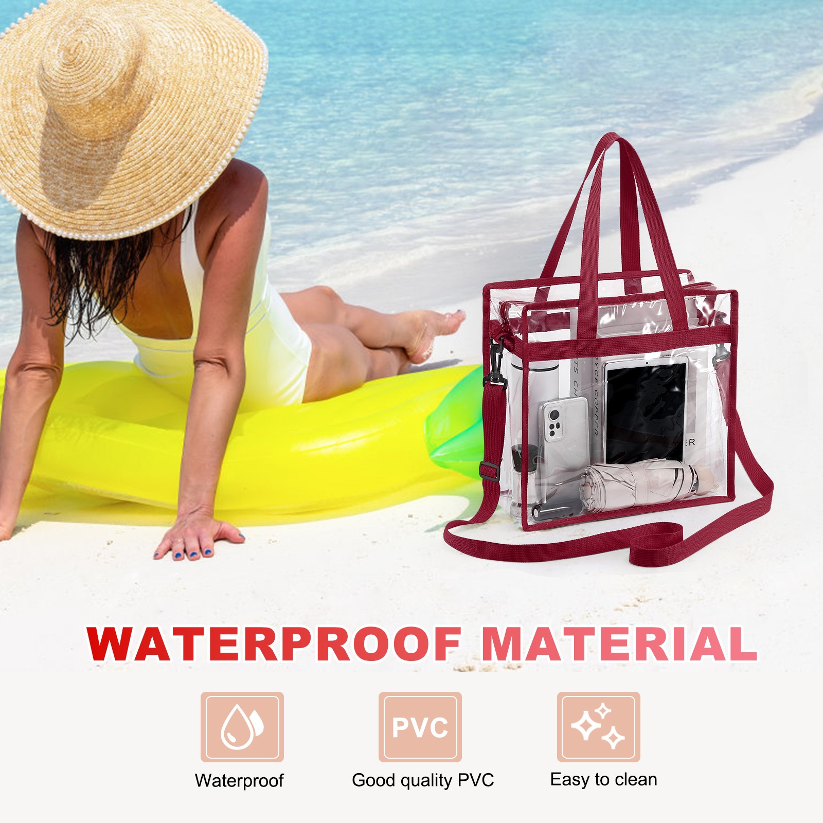 1Pcs 13″ x 6″ x 13″, Waterproof Closure Crossbody Shoulder Bag (Wine Red)