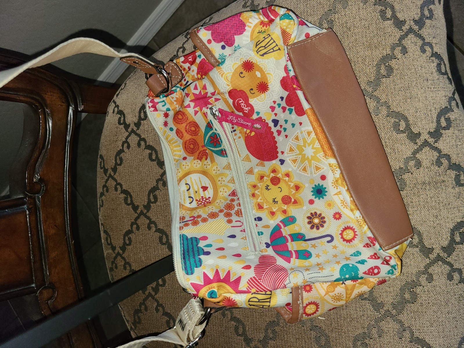Lily Bloom Busy Bee Yellow Flower Garden Regina Crossbody Bag, 100% Polyester