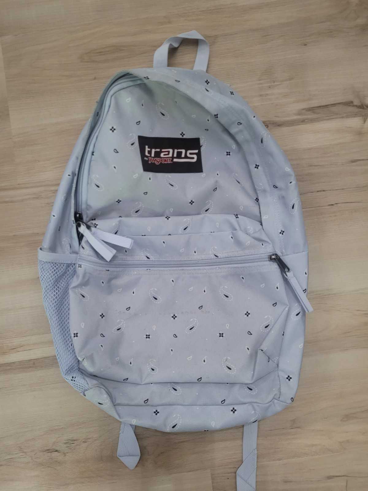 JanSport Backpack Trans Bag Paisley Blue Print Carry All School Womens Casual