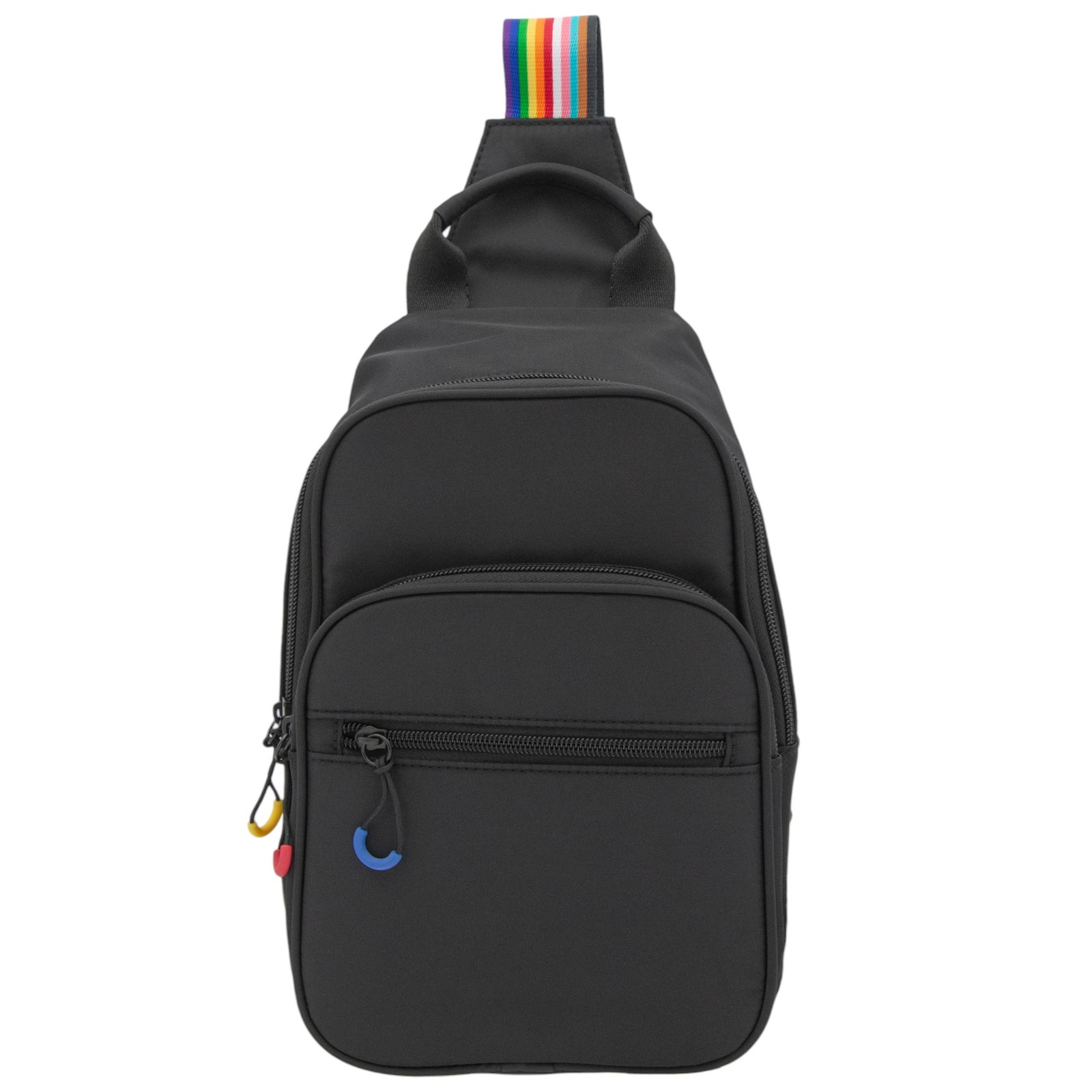 Adult Pride Rainbow Stripe Convertible Crossbody Sling Bag Backpack in Black