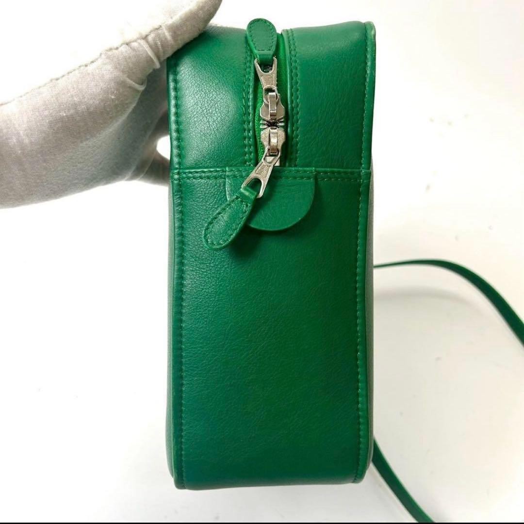 Balenciaga Shoulder Bag Triangle Duffle Green Leather Size: W11.4xH6.9 in.