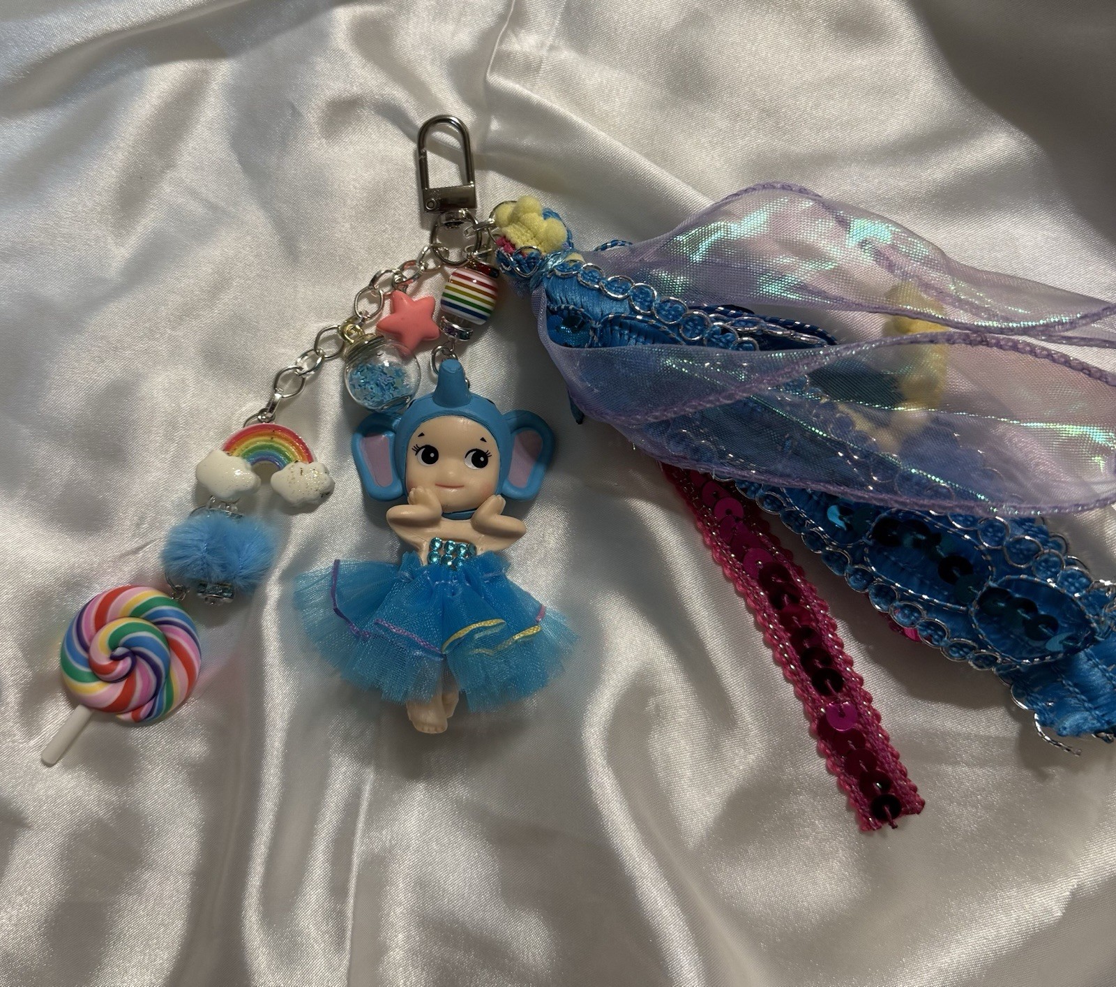 Custom made Elephant Doll Bag Charm Blue Sonny Angel Style Kitsch Vibe