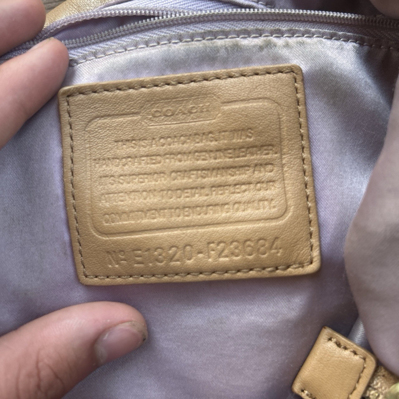 Coach Beige Solid Satchel Top Handle Bag Zip Closure w/ Detachable Strap