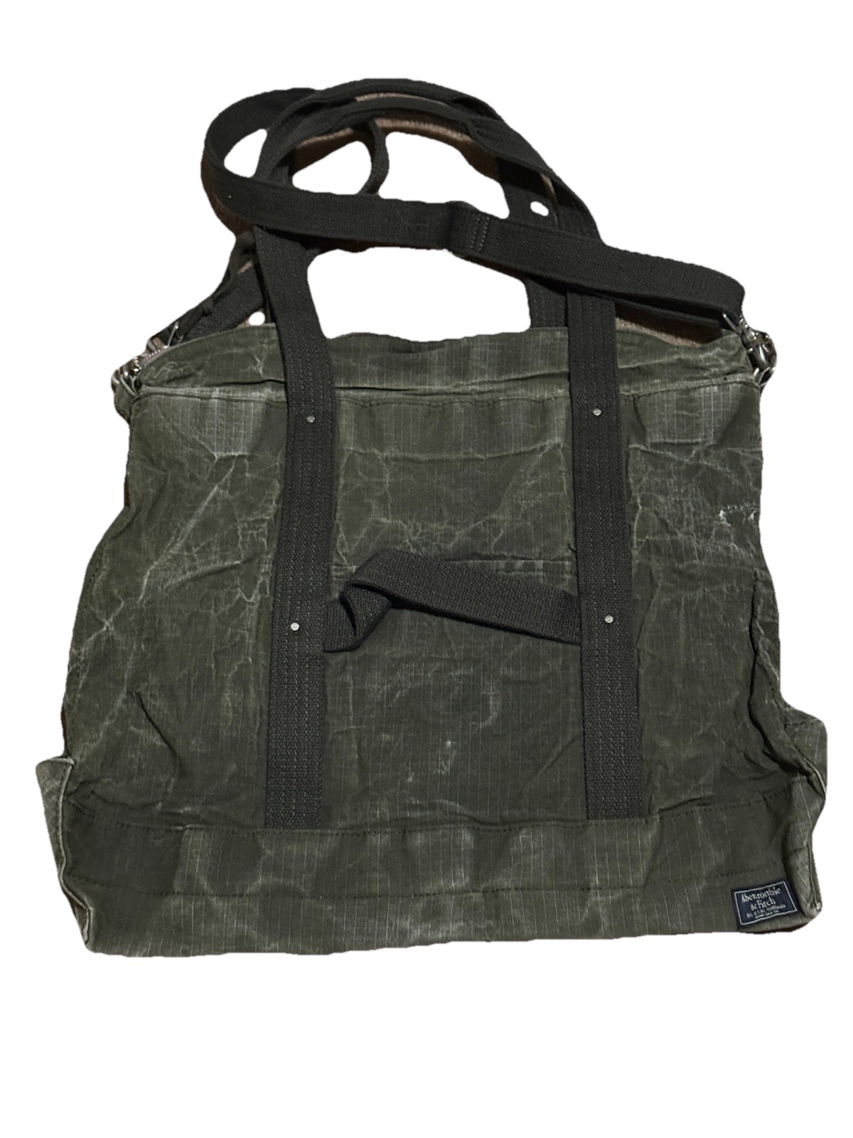 Rare Abercrombie & Fitch Waxed Canvas Utility Tote Bag Olive Crossbody NWT
