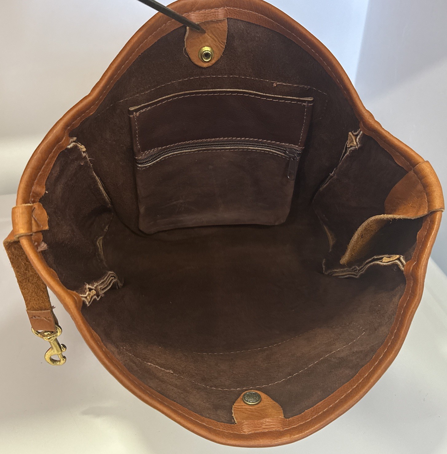 Ted Gilmer Brown Heavy Duty Thick Leather Large Tote Bag Pre Owned