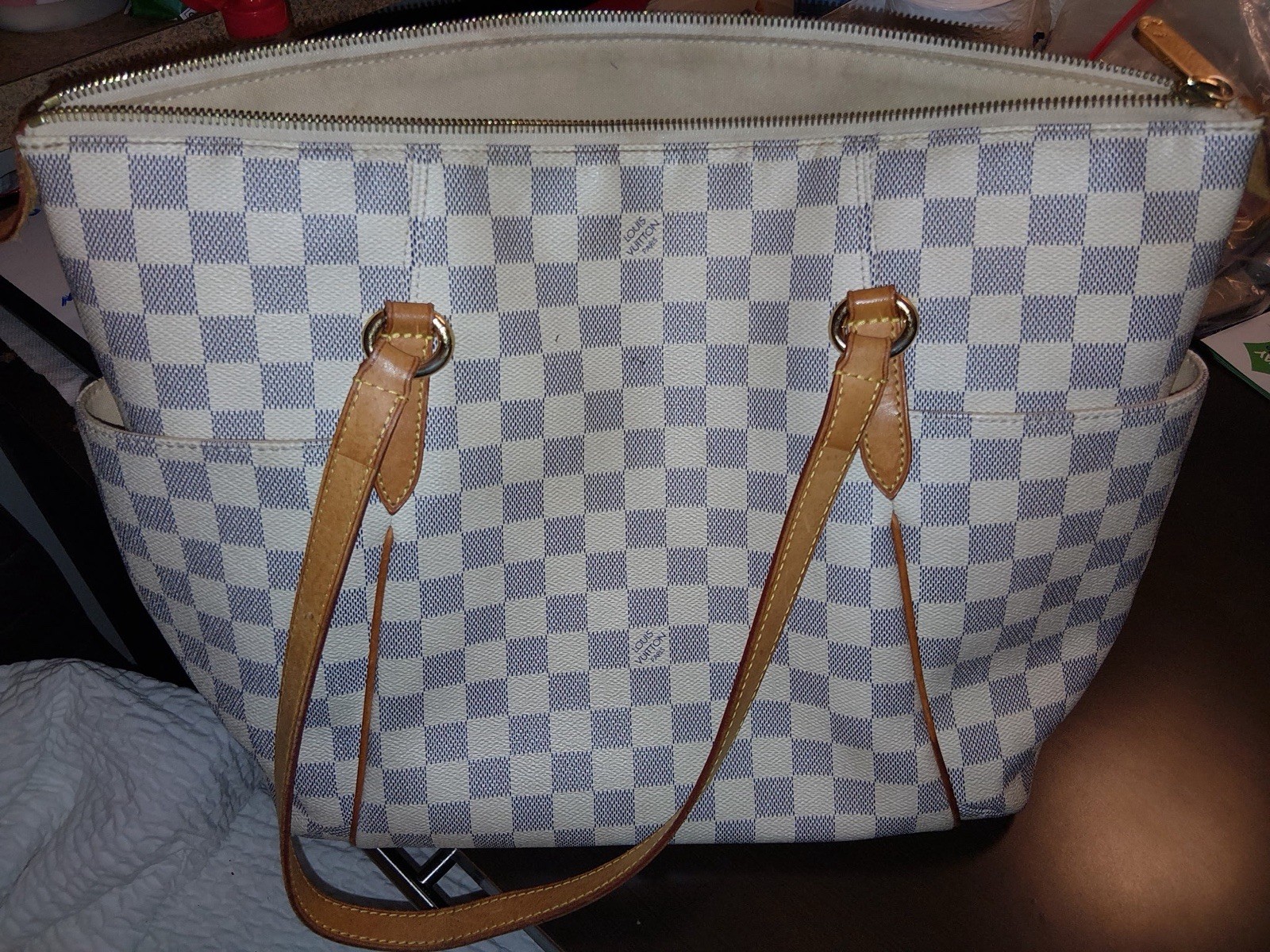 Authentic Louis Vuitton Totally MM Damier Azur Tote Bag France 2011 Excellent