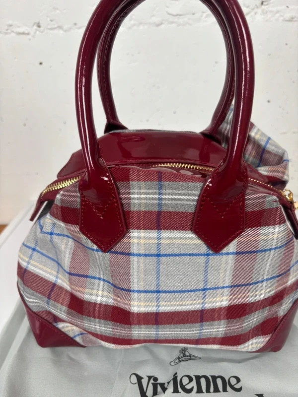 Vivienne Westwood Multicolor Tartan Plaid Cloth Bow Yasmine Derby Handbag F/S JP