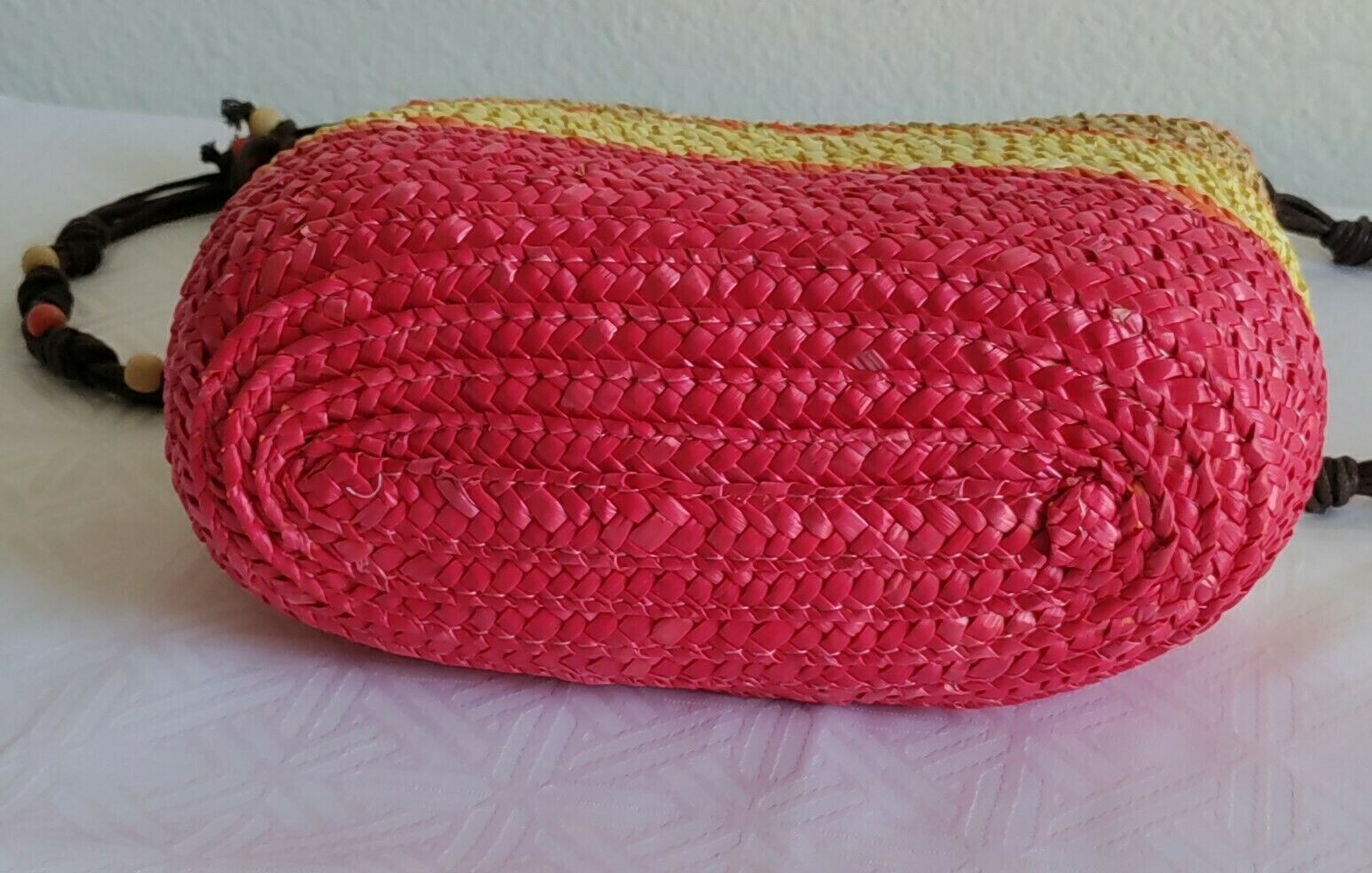 Sun ‘N’ Sand CROSSBODY OVER SHOULDER PURSE BAG WOVEN STRAW BEADED MULTICOLOR