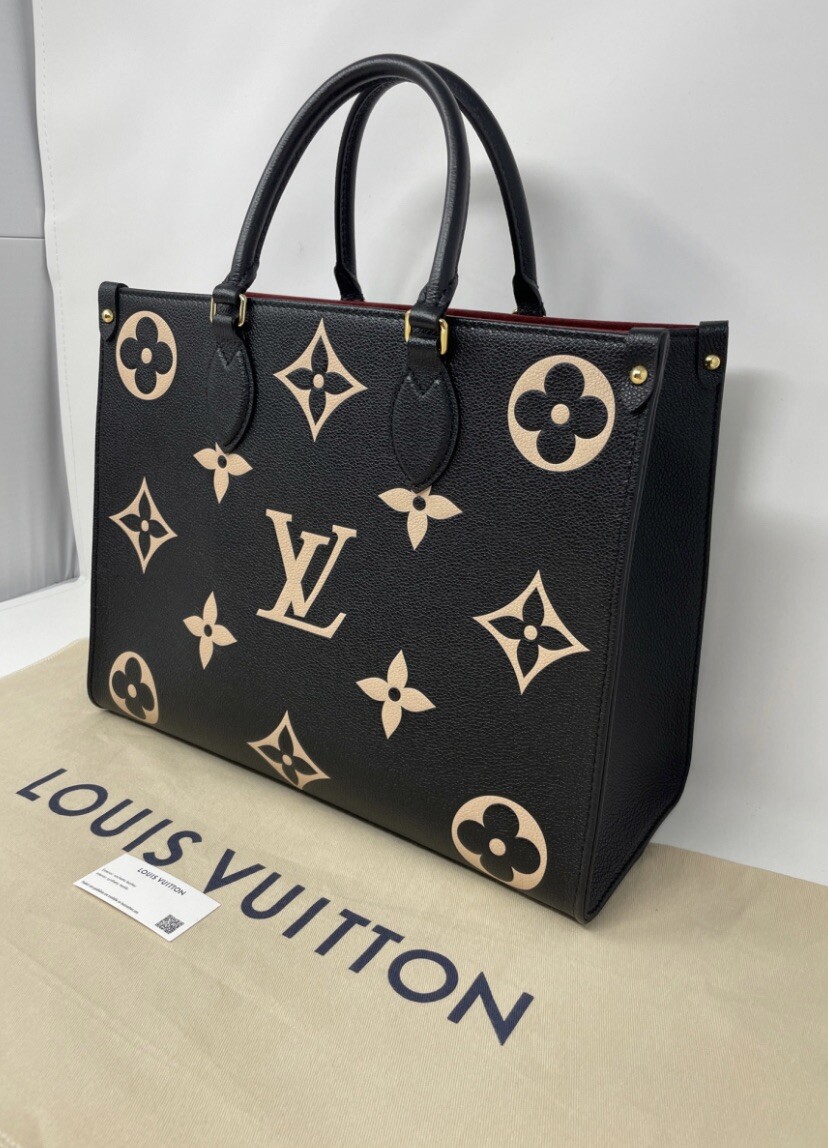Louis Vuitton M45495 OnTheGo Tote MM Black/Beige NEW WITH TAGS!