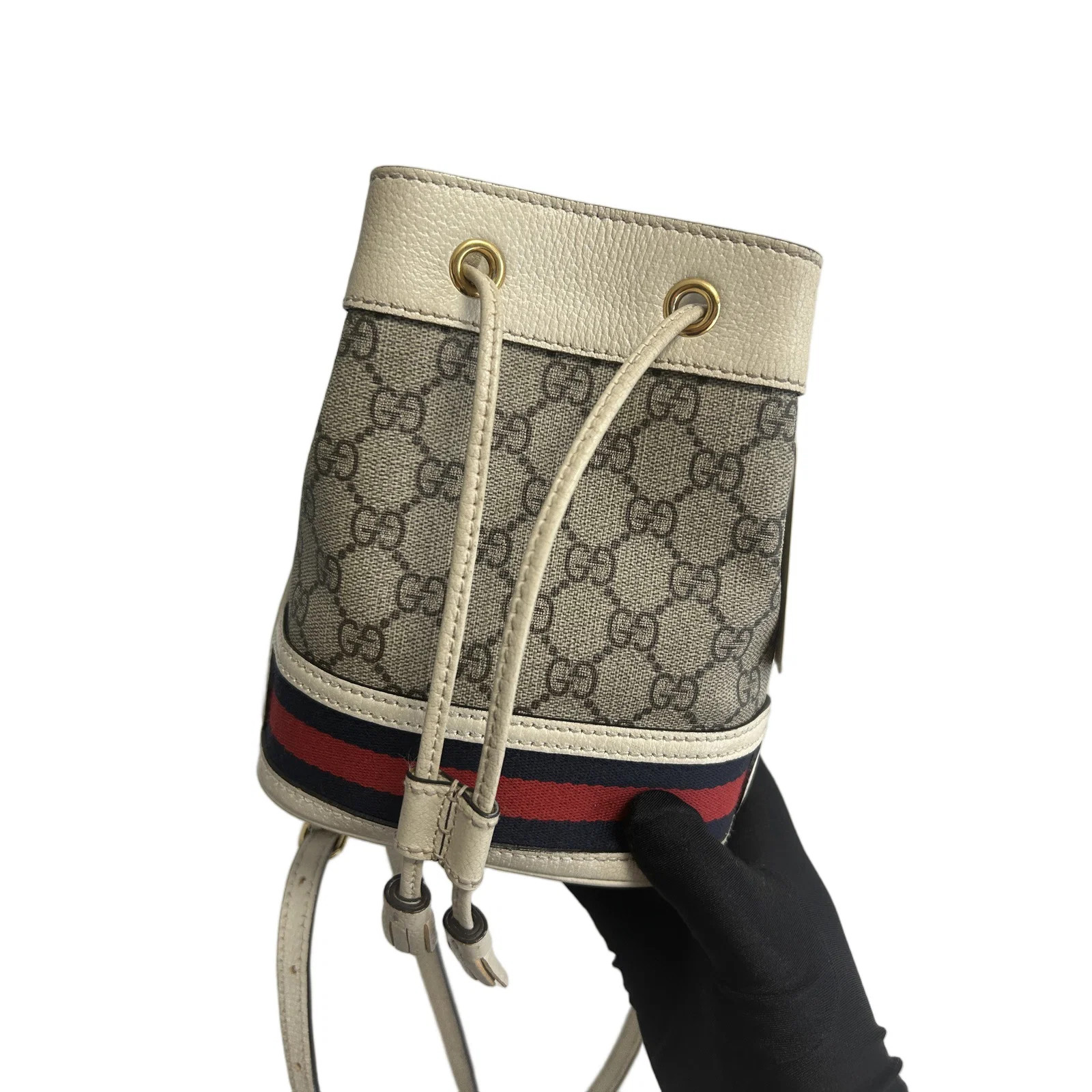 Gucci Bucket White Beige Gg Supreme Monogram (dj071526a4r)