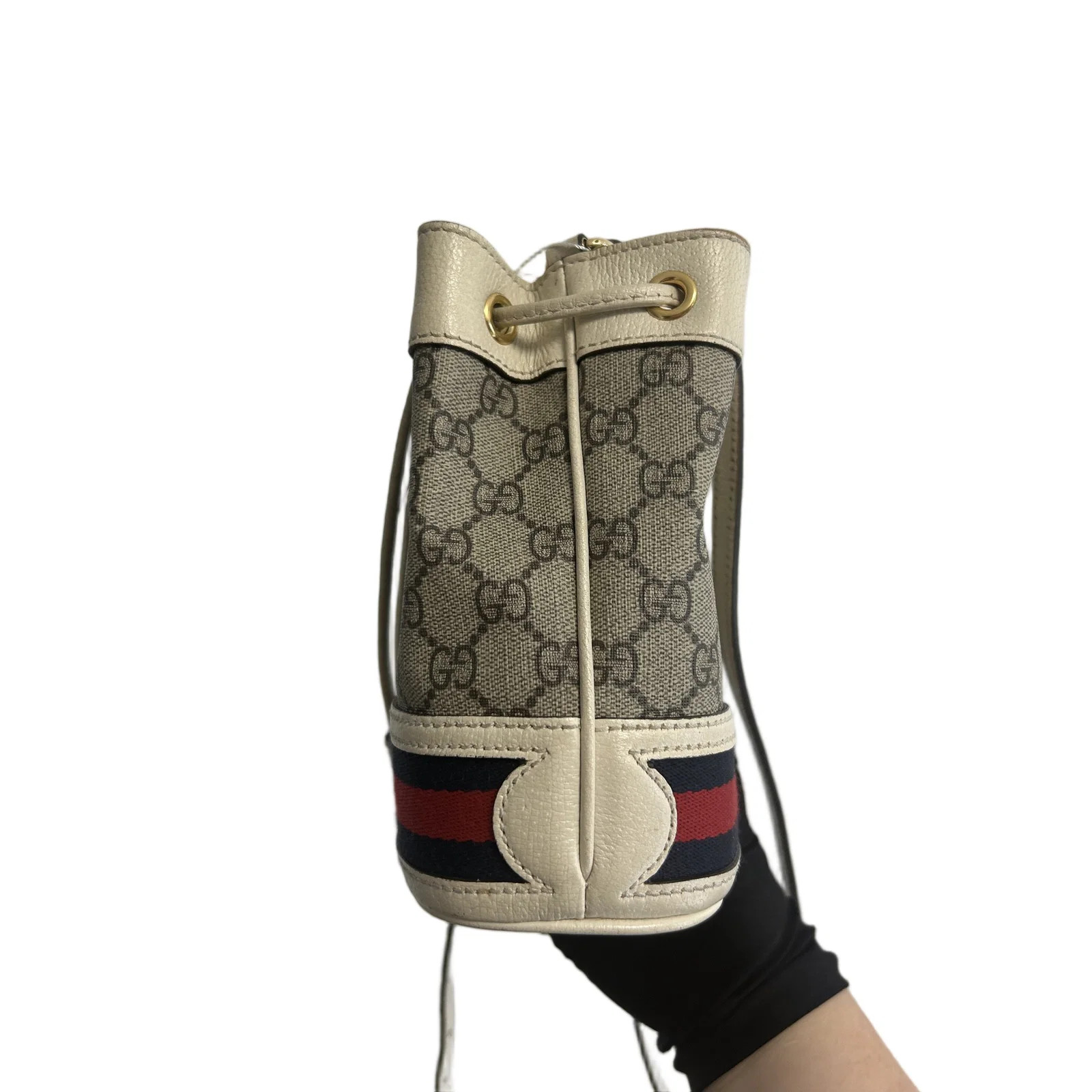 Gucci Bucket White Beige Gg Supreme Monogram (dj071526a4r)