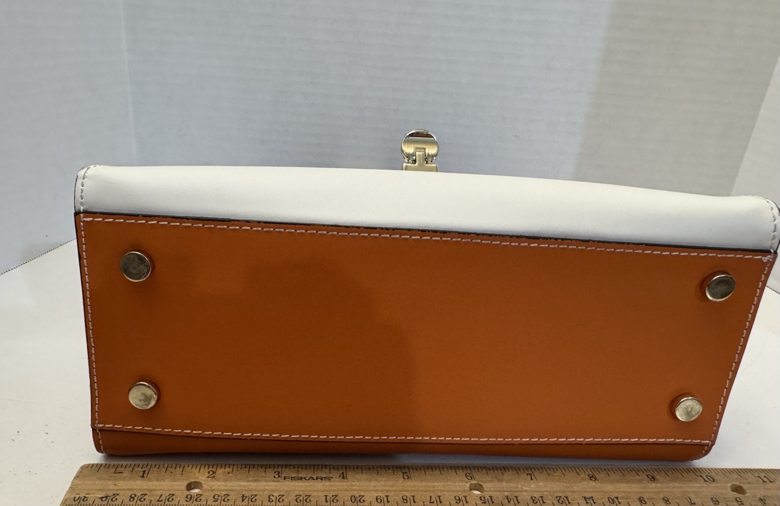 A. Bellucci Genuine Leather Small Satchel Purse Gold Flip Lock Made In Italy