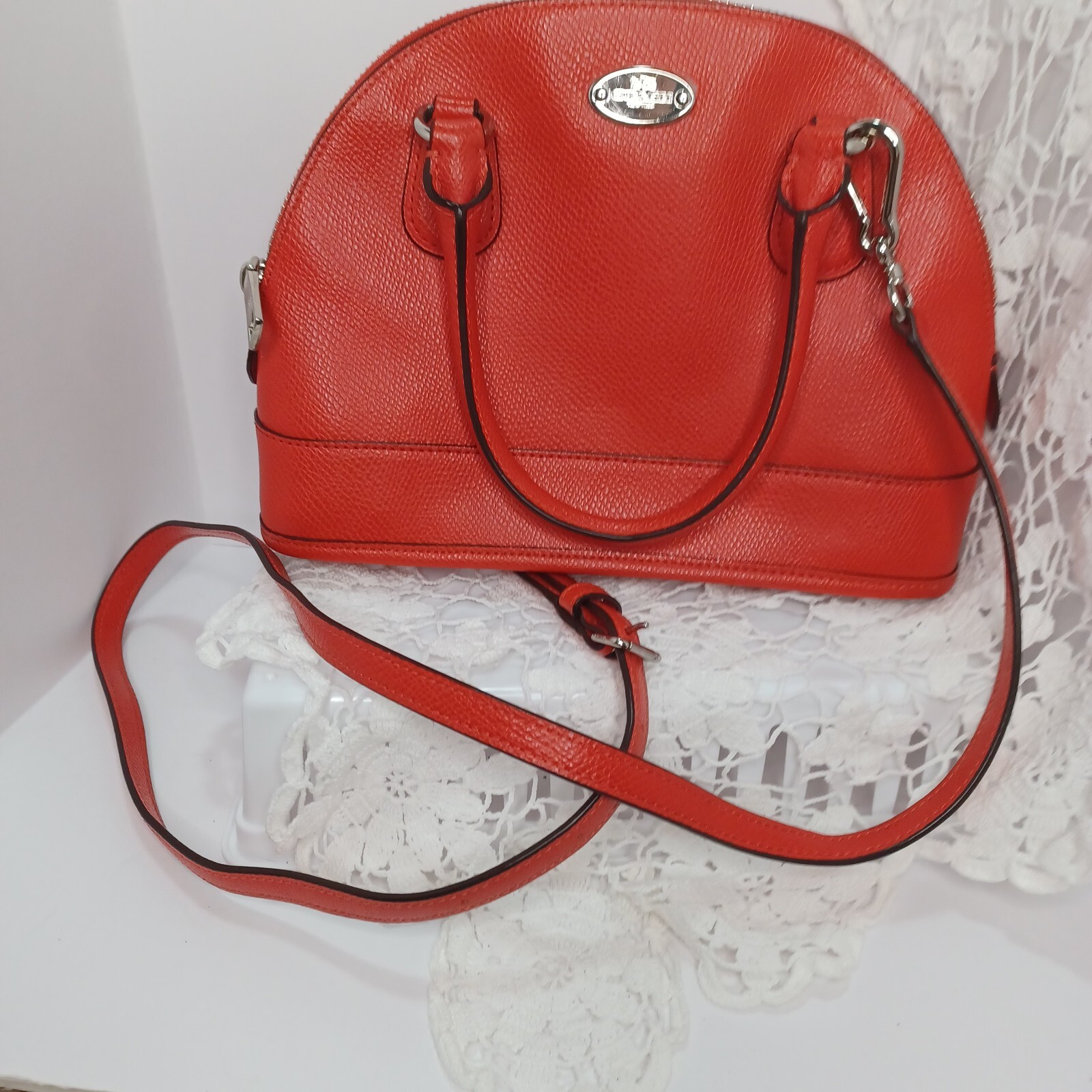 Vintage Coach Redish or Oange Mimi Satchel crossbody purse