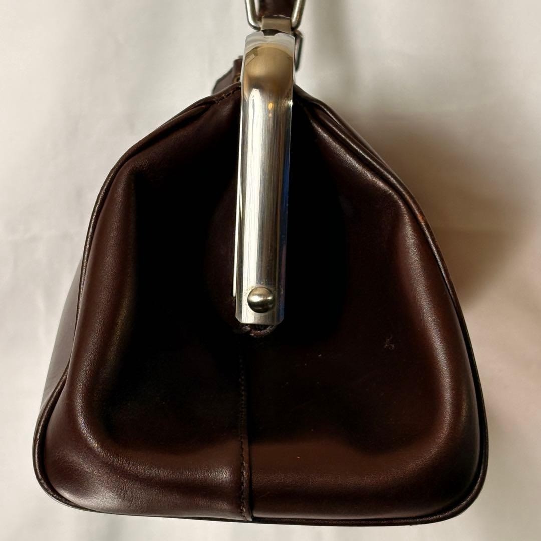PRADA Nappa Leather Kiss Lock Shoulder Bag Black Embossed Logo Vintage Used