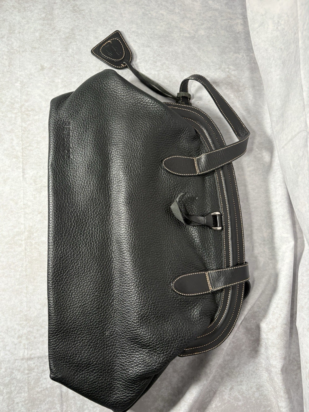 Petusco Genuine Leather Shoulder Bag Black Made in Spain Large Satchel Purse
