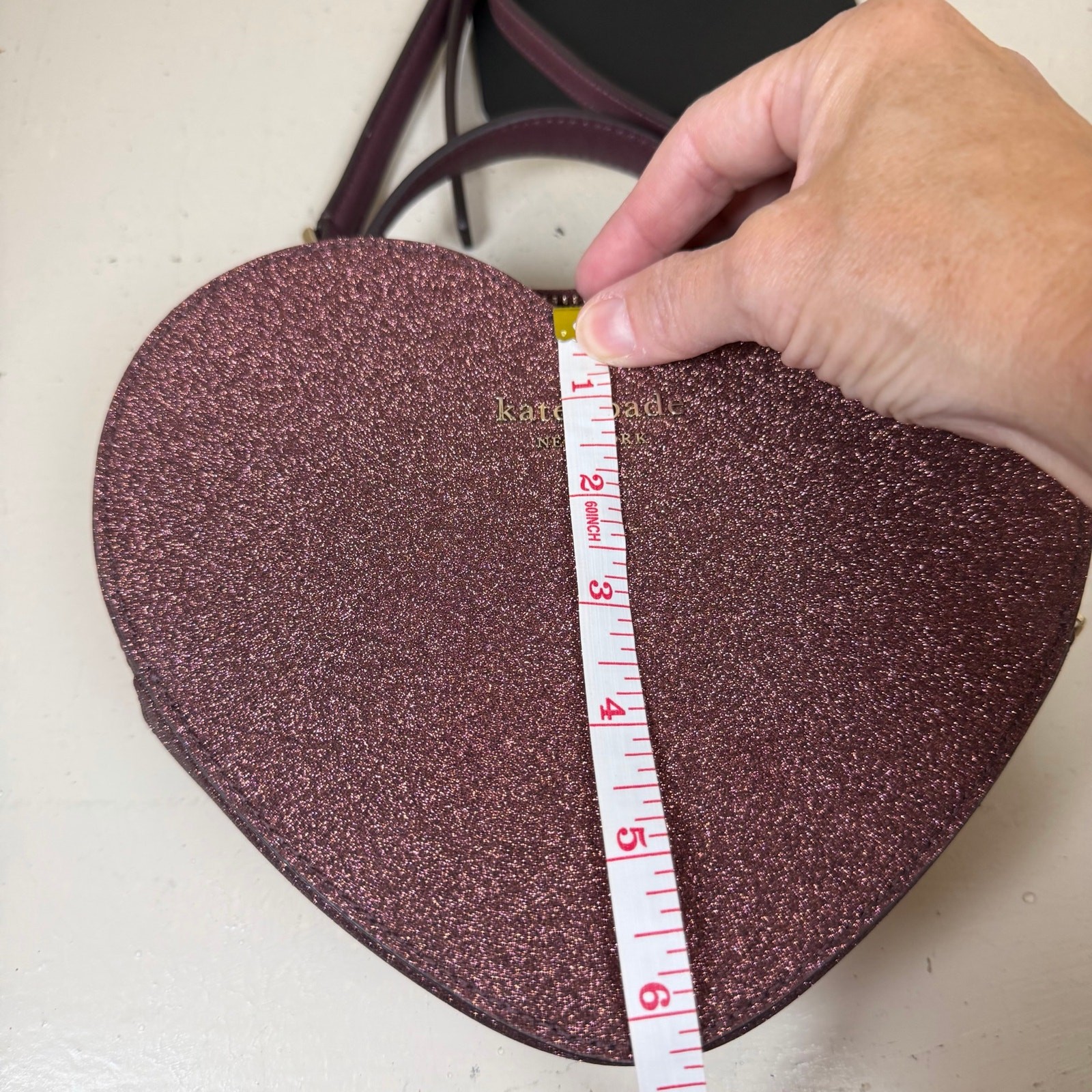 Kate Spade Love Shack Heart Crossbody bag Deep Nova glitter color with COA