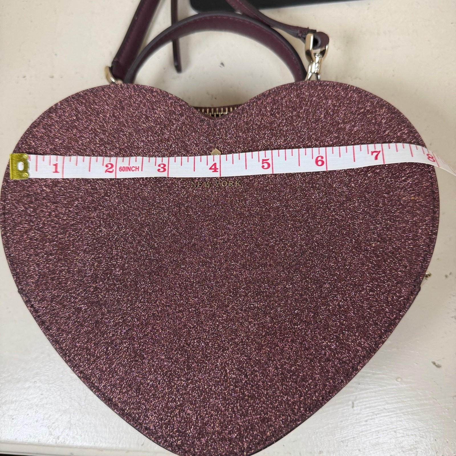 Kate Spade Love Shack Heart Crossbody bag Deep Nova glitter color with COA