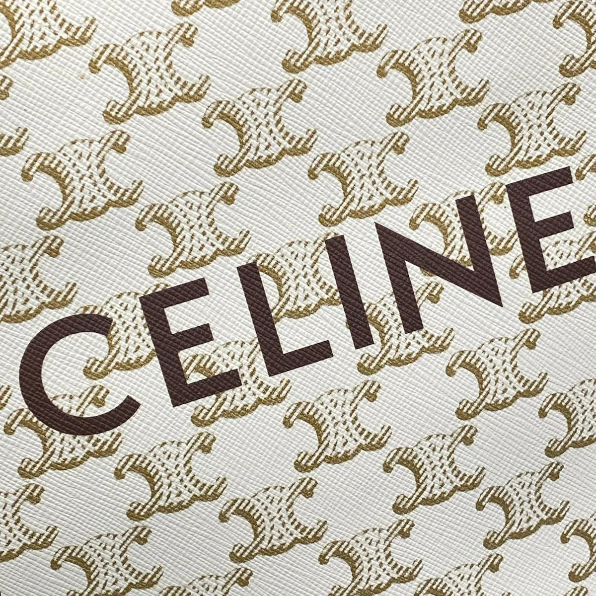 CELINE Mini Vertical Cabas Brown Cream Triomphe Canvas Calf Skin Tote Bag