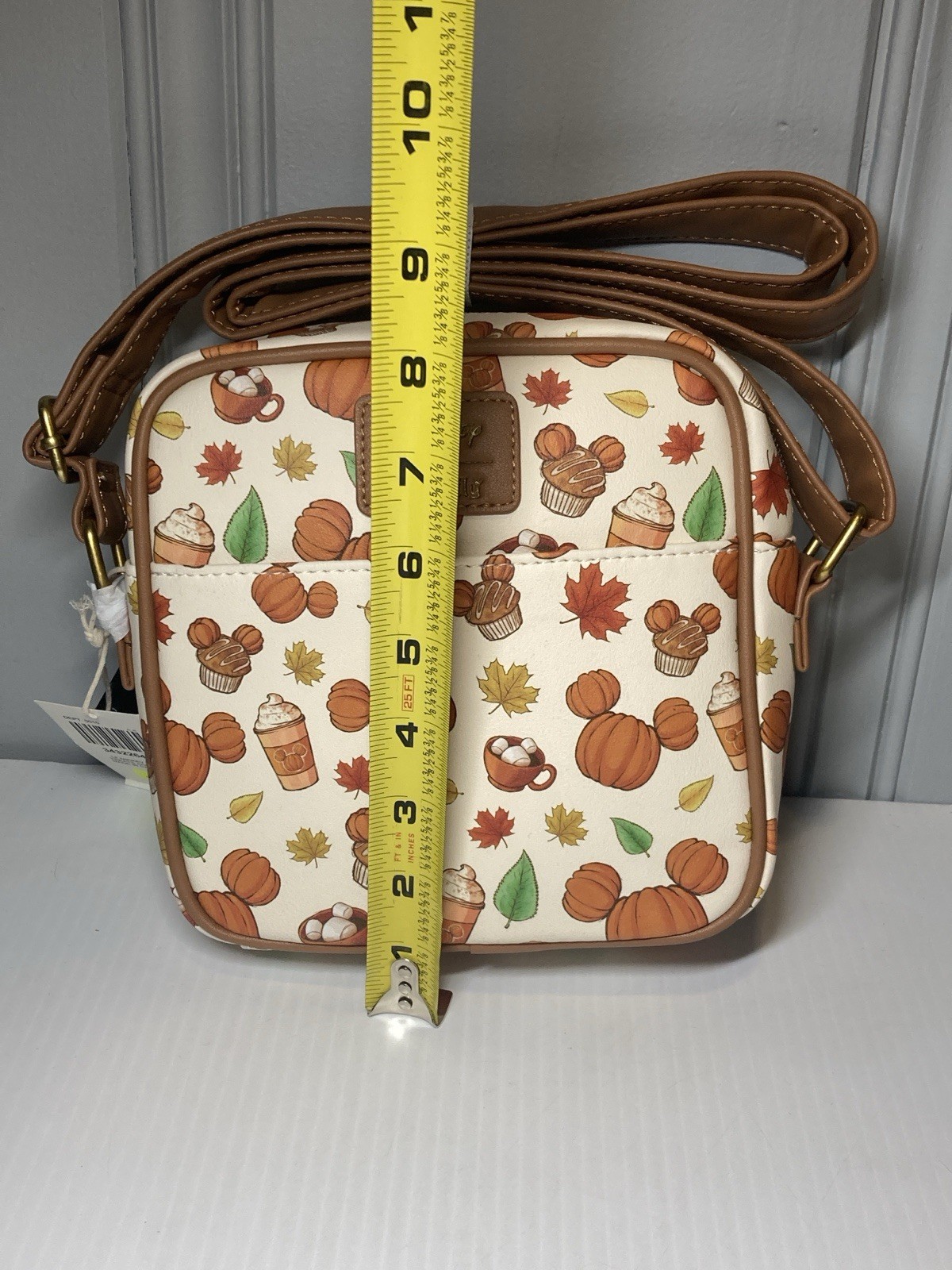 Loungefly Disney Mickey Mouse Fall Treats Themed Pumpkin Coffee Crossbody Bag