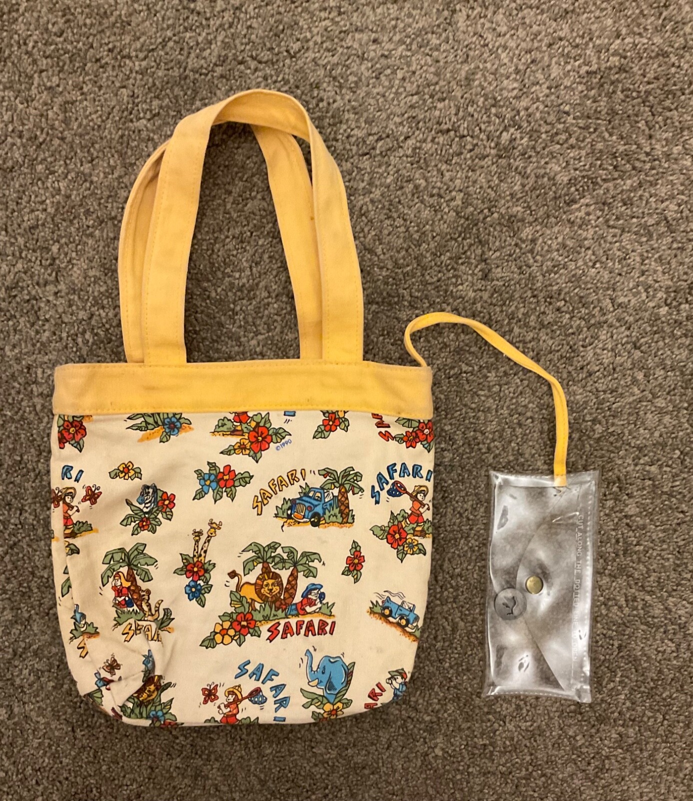 Vintage Mischief Makers Safari Animals Kid Bag Tote Small Giraffe Zebra Elephant