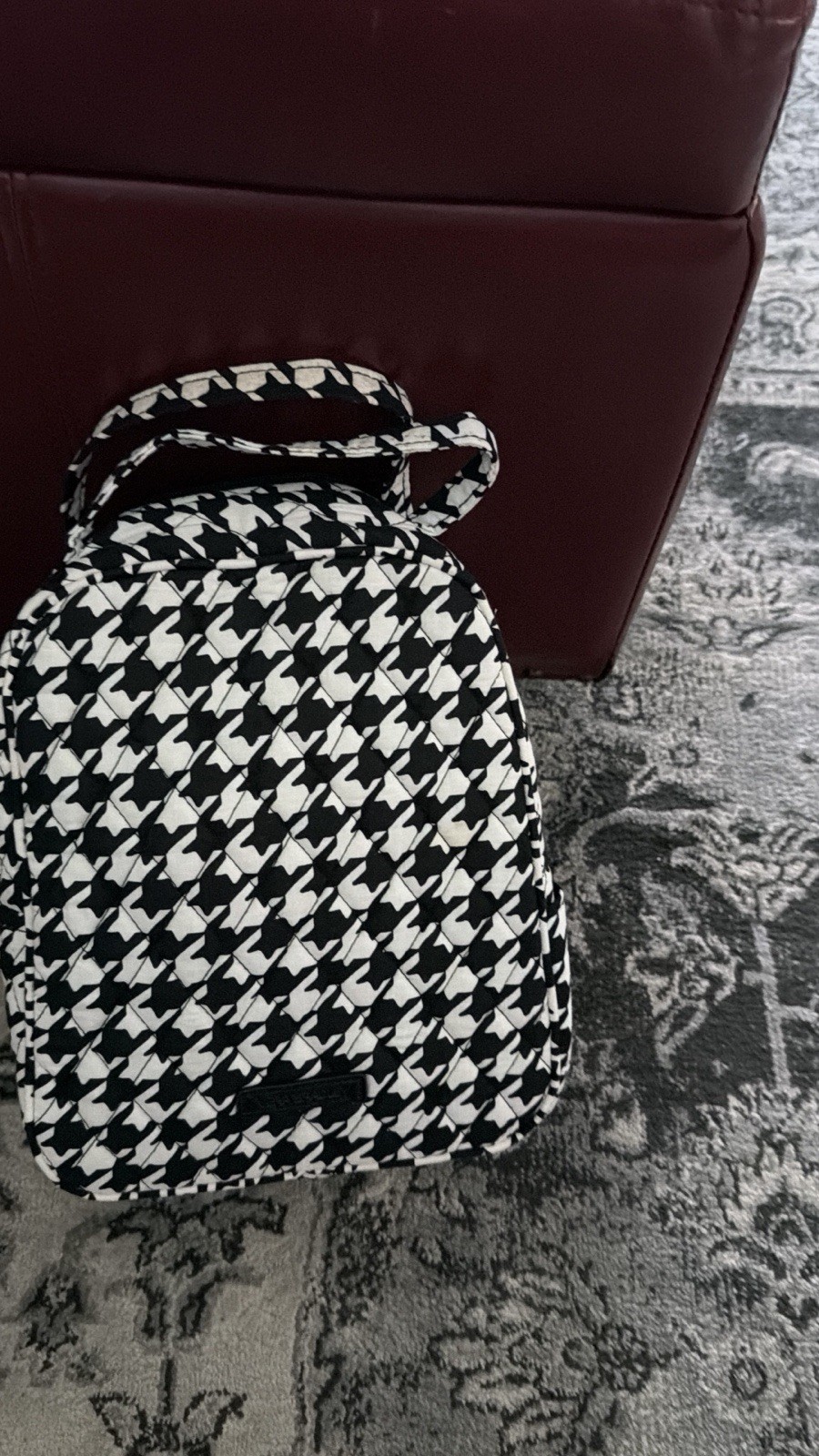 Vera Bradley Black & White Houndstooth Large Quilted Duffle 2pc Set