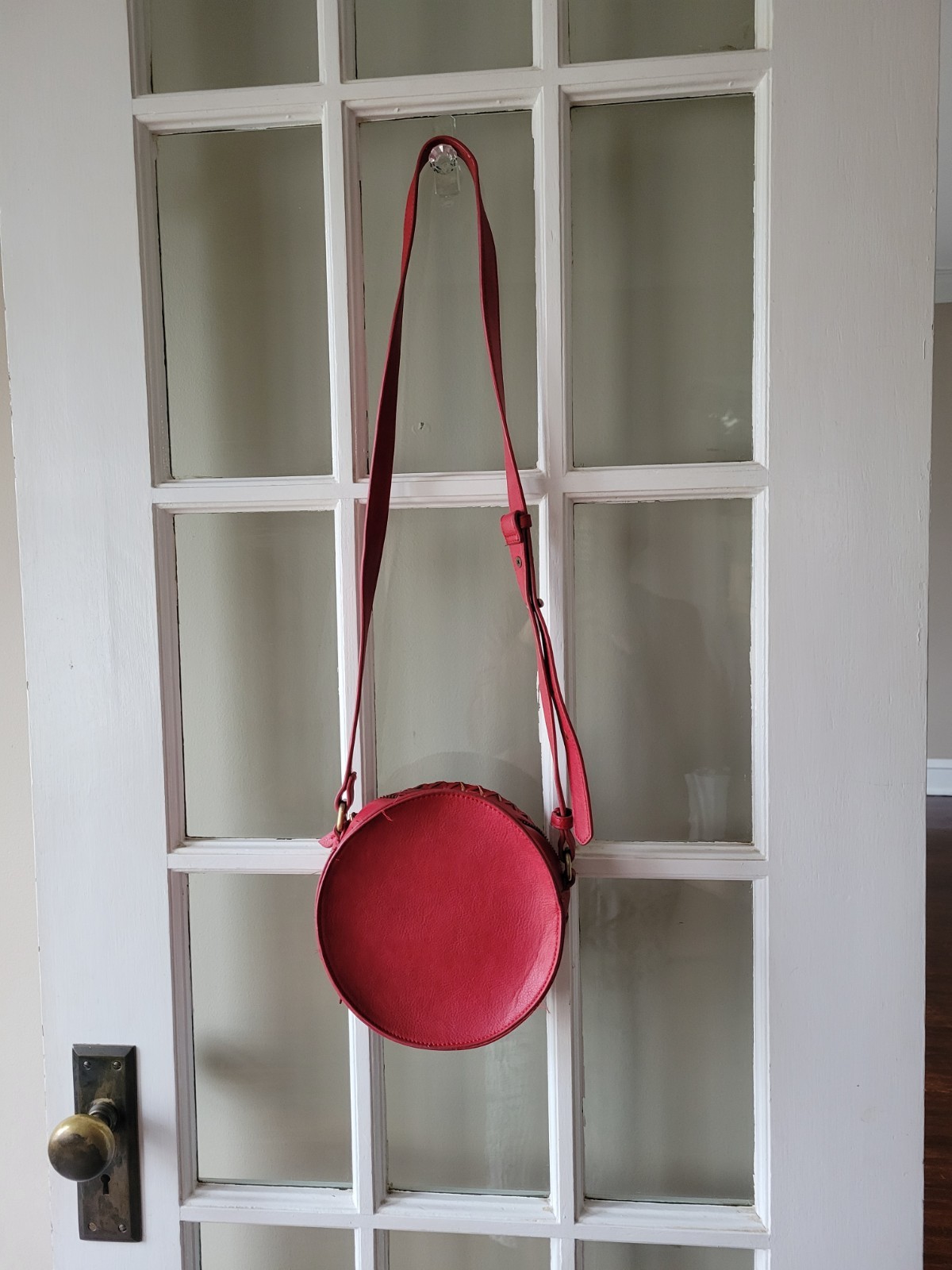 American Eagle Red Aeo Whip Stitch Crossbody Bag Leather