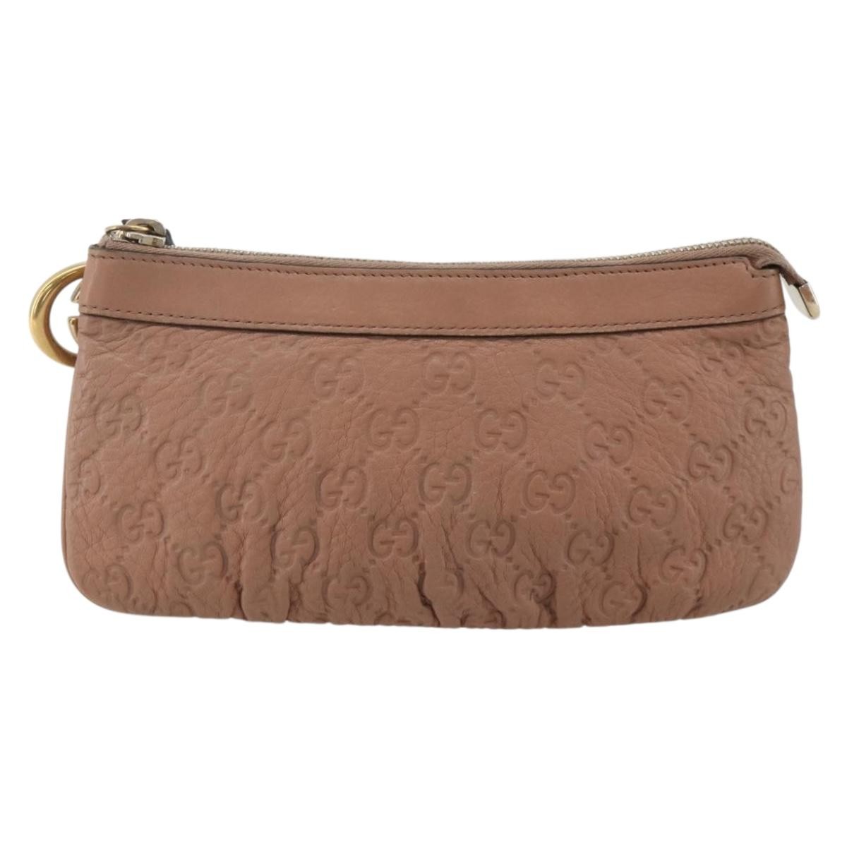 GUCCI GG Canvas Guccissima Pouch Leather Pink Gold 212203 Auth ka3934