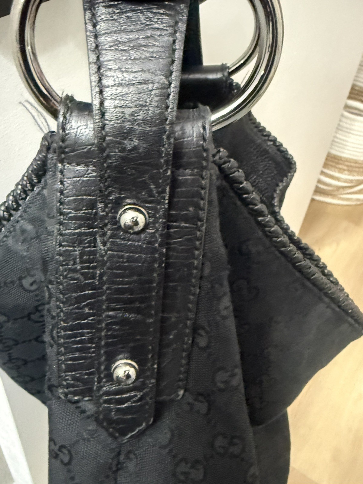 Large Authentic Gucci GG Horse Bit Hobo