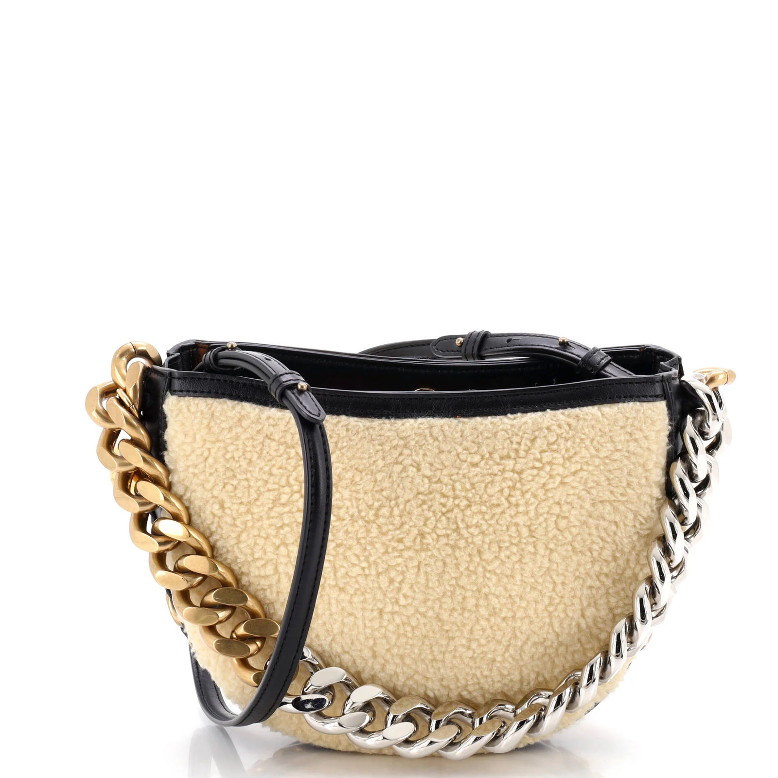 Stella McCartney Frayme Shoulder Bag Faux Shearling and Faux Leather Small