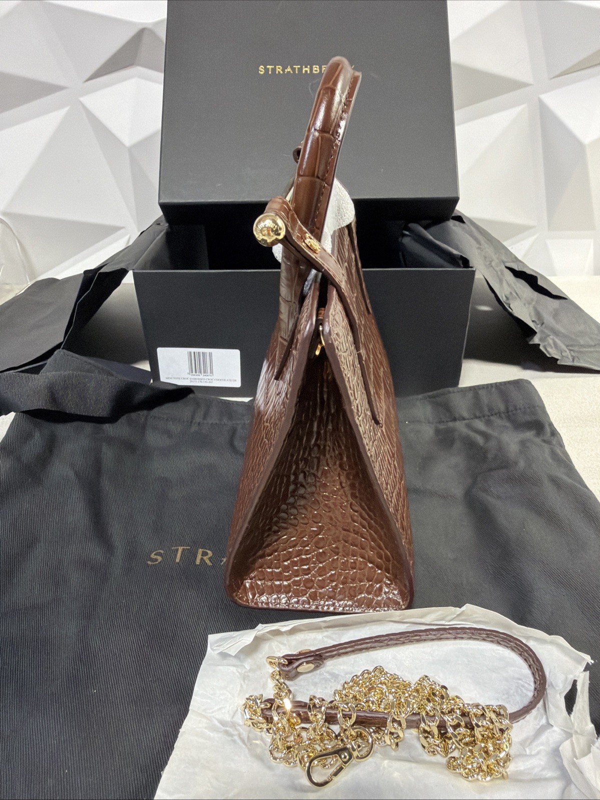 STRATHBERRY MINI TOTE CROC CHOCOLATE
