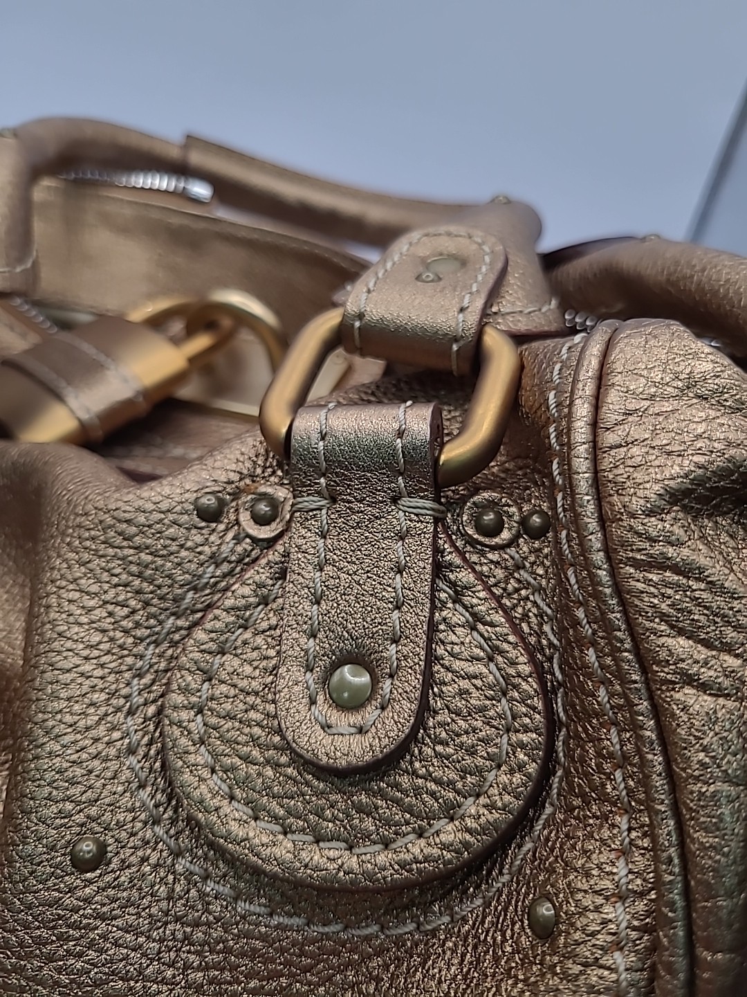 Chloé Paddington Shoulder Bag Metallic Gold Leather Padlock Bag