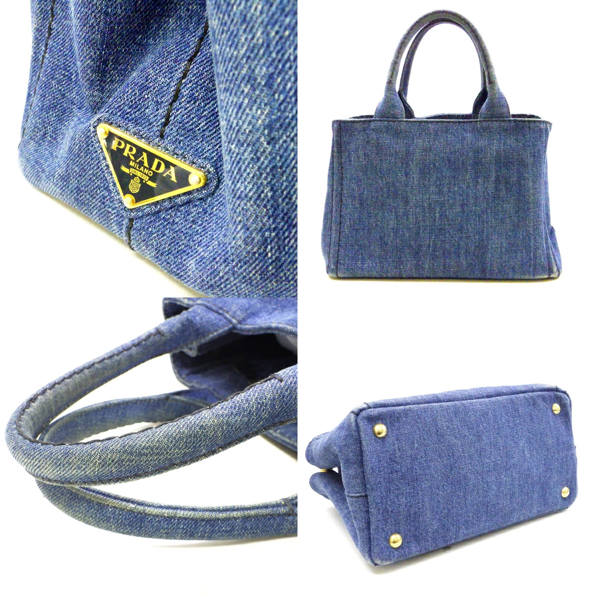 PRADA CANAPA Tote Bag Shoulder 2WAY Denim W28cm x H19cm x D15cm