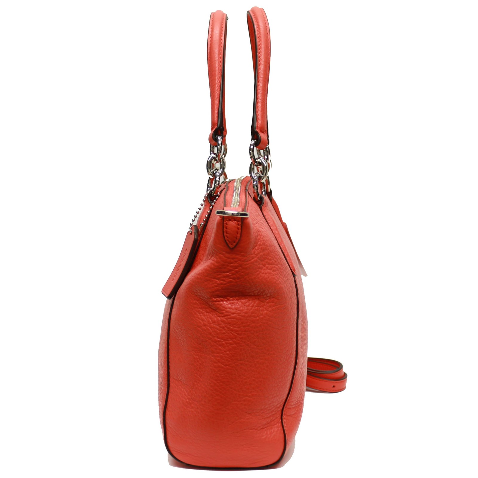 New Coach F36675 Pebble Leather Small Kelsey Satchel-Bright Orange