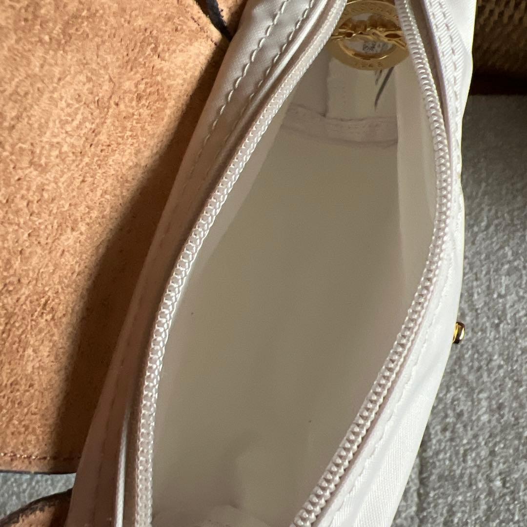 LONGCHAMP Beige Nylon Mini Handbag Logo Flap Compact Bag