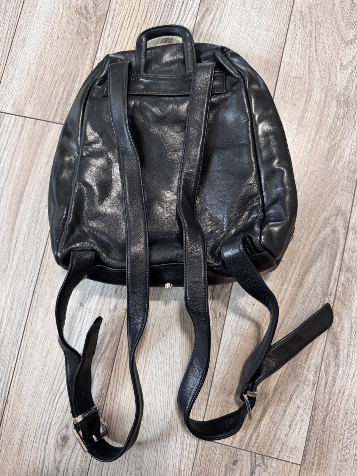Perlina Black Buttery Soft Leather Backpack Minimalist Chic City Travel Work Bag