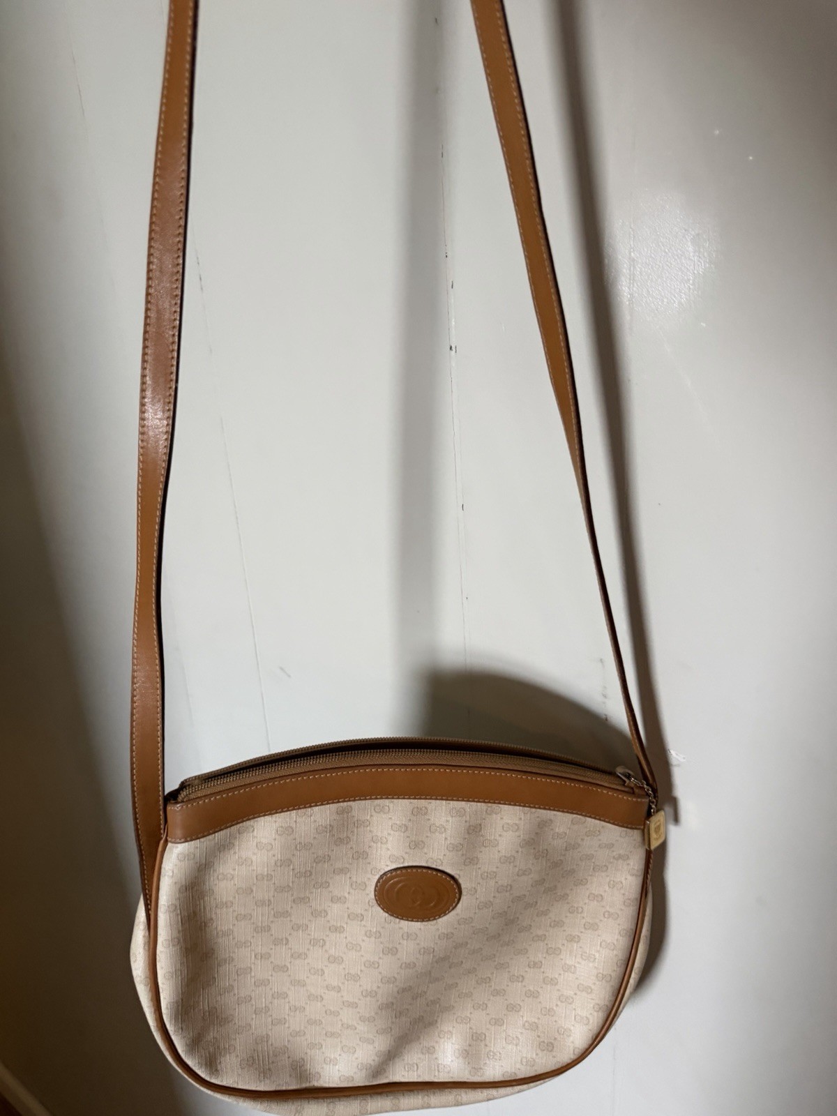 GUCCI Micro GG Supreme Shoulder Bag PVC Beige Gold 007 87 0018 Auth ki4930