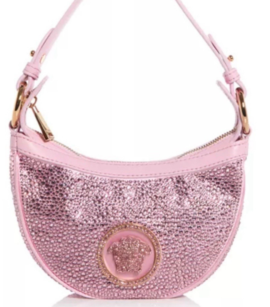 NWT Authentic Versace Crystal La Medusa Mini Hobo Handbag Pink RARE! MSRP $2525