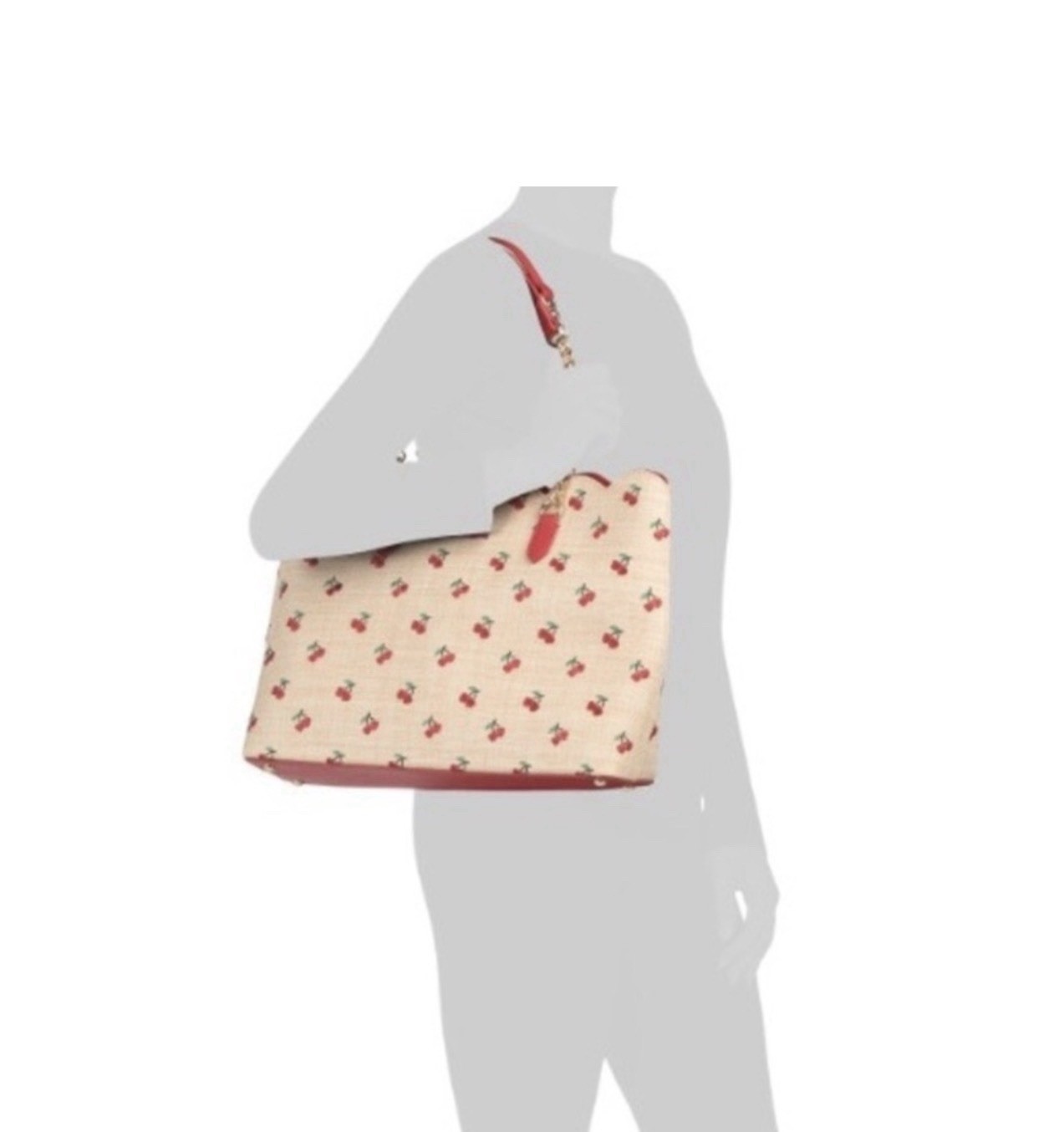 BETSEY JOHNSON Cherry Print Tote Bag w/ Chain Strap & Heart Charm – NWT