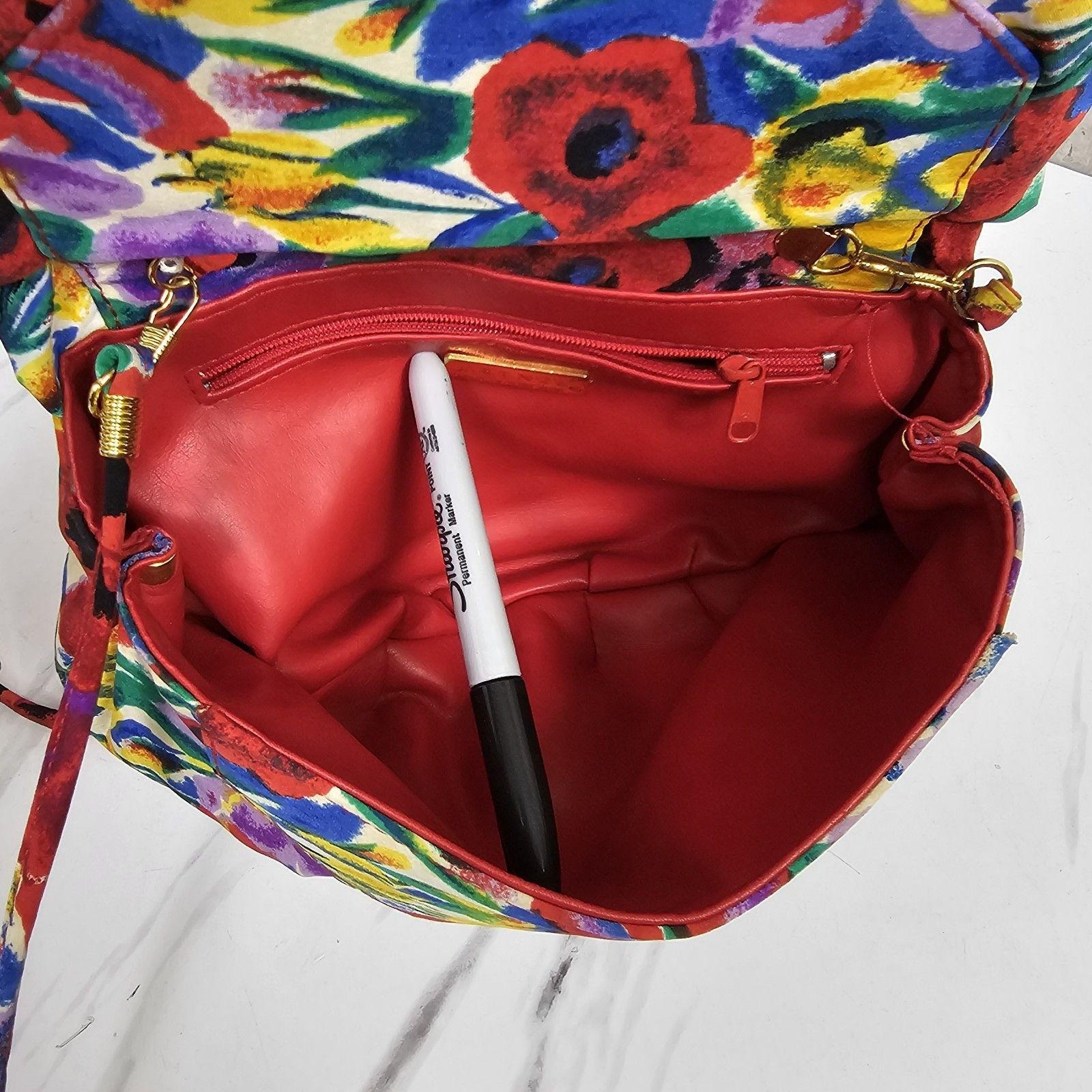 Vintage J. Reneé Floral Satin Shoulder Bag 80s 90s Colorful Hong Kong