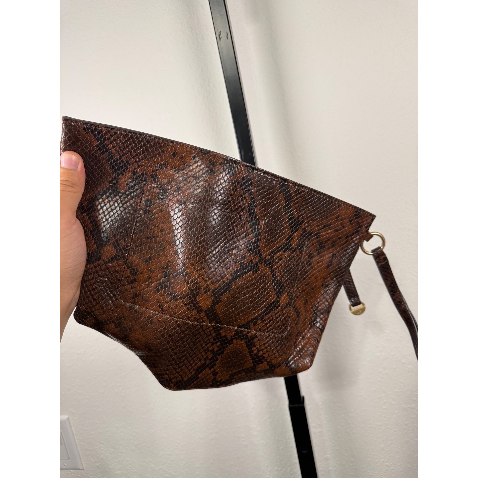 Vanessa Bruno Faux Snakeskin Zippered Pouch