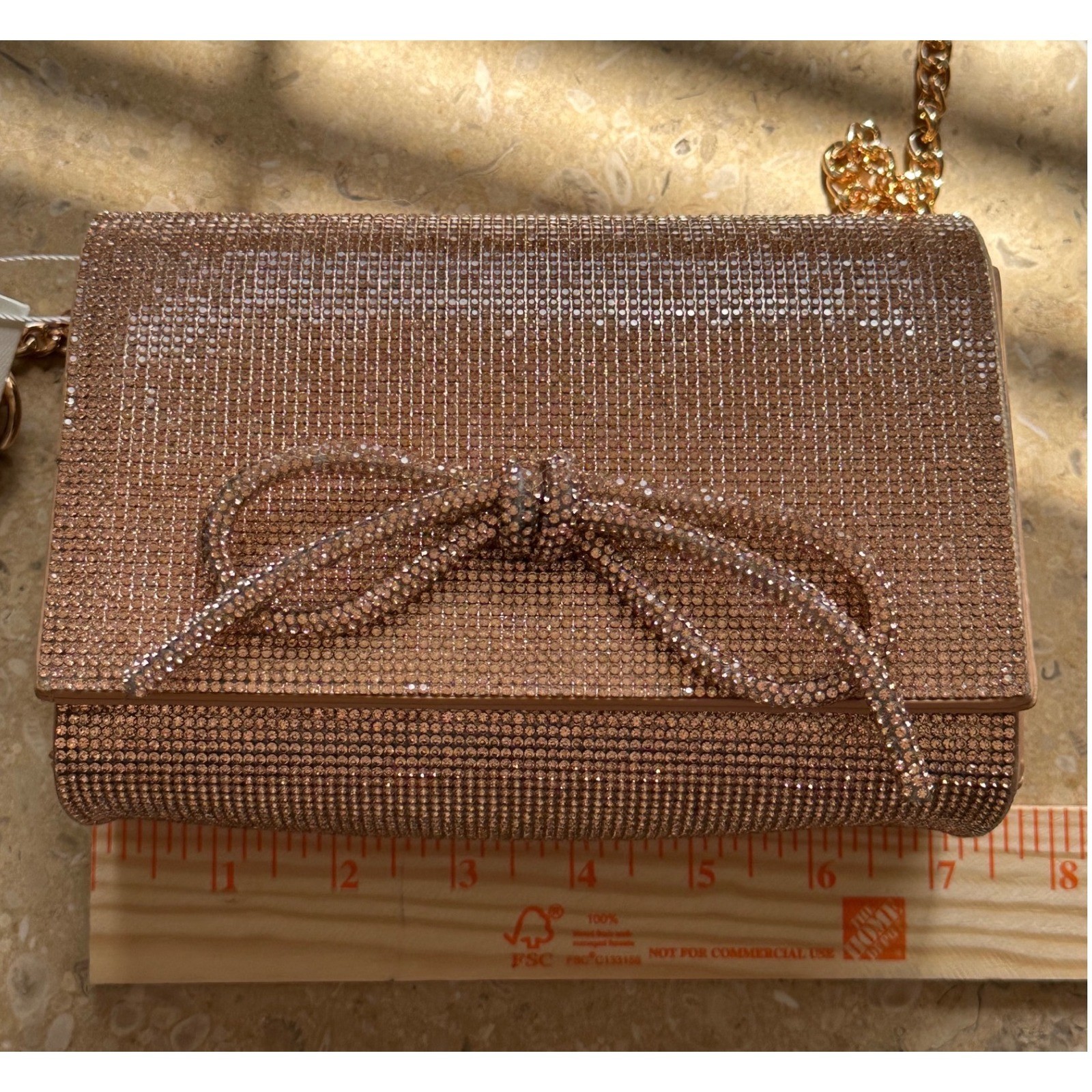 Starlet Hollywood Champagne Rhinestone Bow Crossbody Bag BGR-6189 Francesca NEW