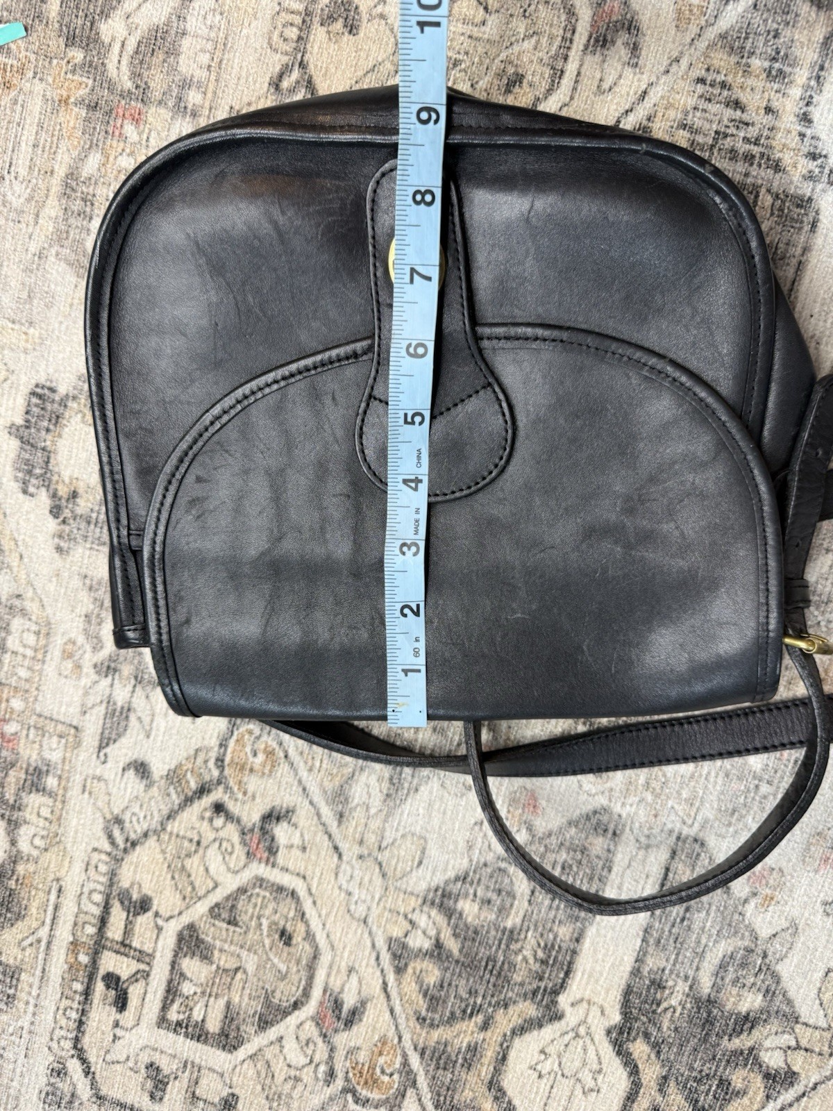 VTG Classic Prairie Saddle Thick Leather Flap Handbag Satchel Crossbody Bag 90’s